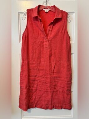 C&C California 100% Linen Sleeveless Tunic Dress Coral Pink Size Medium